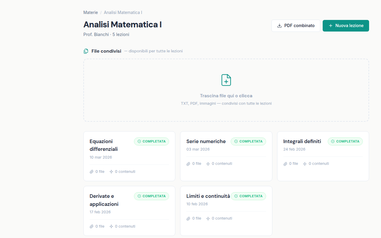 Dashboard con mappe mentali e riassunti generati dall'AI